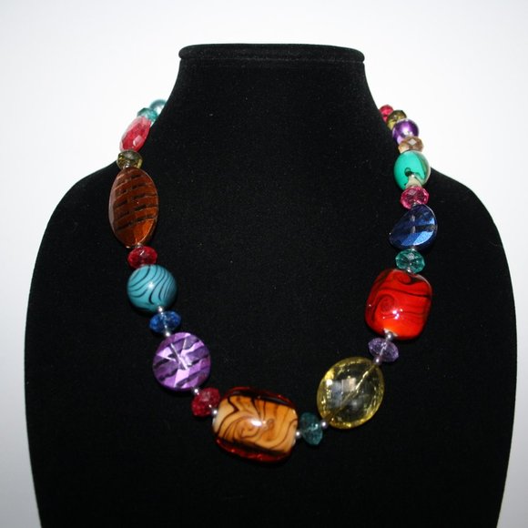 Colorful chunky necklace 18-21"